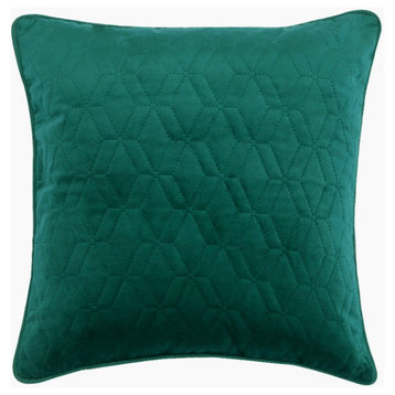 24 x 24 inch Geometric & Quilted Teal Blue Velvet Cushion Cover, Diamond Teal