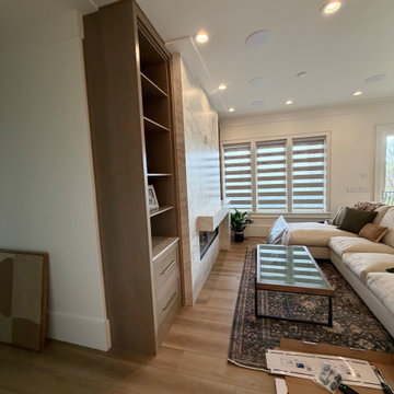 Utley Project: Modern Organic Living Room with Travertine Fireplace