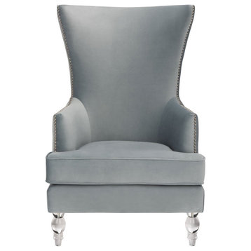 Safavieh Couture Geode Modern Wingback Chair, Light Silver
