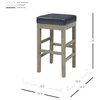 Valencia Bonded Leather Backless Counter Stool Mystique Gray Legs, Payne's Gray