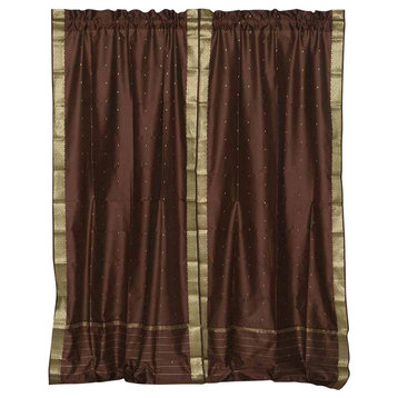 Lined-Brown Rod Pocket  Sheer Sari Curtain / Drape / Panel   - 60W x 96L - Pair