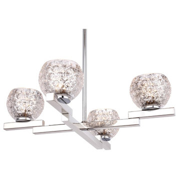 Woodbridge Lighting Jewel 4-Light Chandelier, Crystal Mercury Ball, Halogen G9