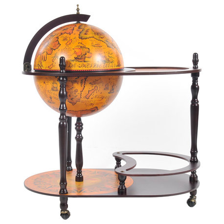 Globe Drink Trolley16.5 Inches, Red Globe Wine Stand Bar Cabinet