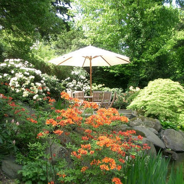 erhöhter Sitzplatz im Wassergarten