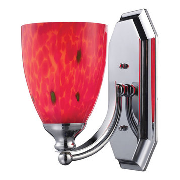 Elk 1 Light Vanity In Polished Chrome And Fire Red Glass 570-1C-FR