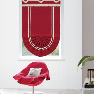 QYBHF750 High Quality Chenille Red Custom Made Roman Blinds For Home Decoration