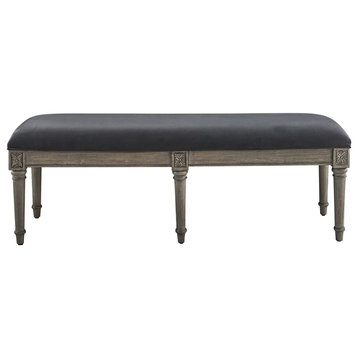 Upholstered Bench, French Gray