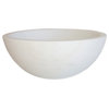 Modern White Marble Small Round Bathroom Vessel Sink, 14 Inch, Natural Stone