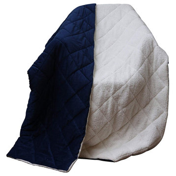 Navy Blue Microfiber Solid Color Plush Throw