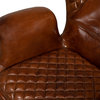 Quilted Vintage Havana Leather Wing Accent Chair