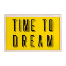 Cuadro luminoso de madera amarillo 24 x 38 cm TIME TO DREAM