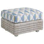 Tommy Bahama - Seabrook Outdoor Ottoman by Tommy Bahama - The Seabrook Outdoor Ottoman by Tommy Bahama offers a herringbone pattern of all-weather wicker in blended tones of ivory, taupe, and gray.