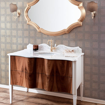 GM Luxury Nouveau 48.4" Bath Vanity Cabinet Set Single Sink, Briar Wood and Whit