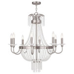 Livex Lighting - Livex Lighting 51848-91 Valentina - Eight Light Chandelier - Canopy Included: TRUE  Shade InValentina Eight Ligh Brushed Nickel Clear *UL Approved: YES Energy Star Qualified: n/a ADA Certified: n/a  *Number of Lights: Lamp: 8-*Wattage:60w Candelabra Base bulb(s) *Bulb Included:No *Bulb Type:Candelabra Base *Finish Type:Brushed Nickel