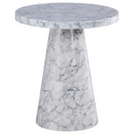 Meridian Furniture - Omni End Table, White - Give your room an upscale boost with the addition of this 20-inch Omni end table. Made from white faux marble, this table looks so genuine that no one but you will know that it's not the real thing. The sleek base has a sculptural look for added aesthetic appeal in the den, living room or elsewhere. Pair this table with the coordinating Omni coffee table for an even more luxurious look.