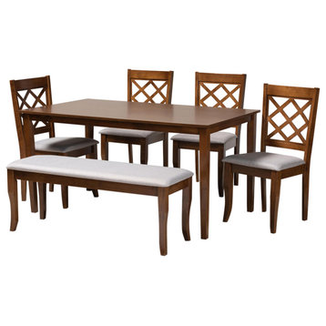 Connell 6-Piece Dining Set Walnut Effect