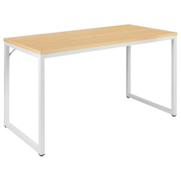 Flash Furniture Tiverton 47" Steel Metal Home Office Desk in Maple/White