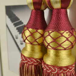 6 Colors QYM45 Polyester Curtain Tassel Tie Backs in Red Color - Window Treatment Accessories
