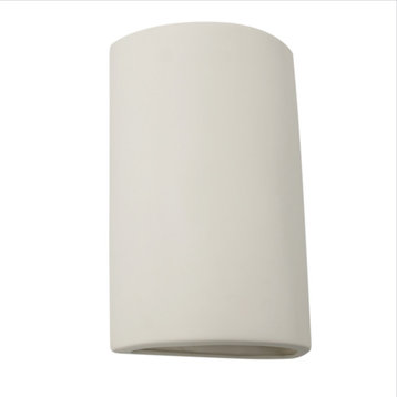 Emily Half Cylinder Outdoor Wall Light, Bisque Terra Cotta, Closed Top