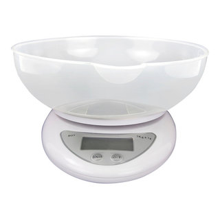 Digital Food Scale, Plastic Bowl, White - Modern - Kitchen Scales - by HOME  BASICS
