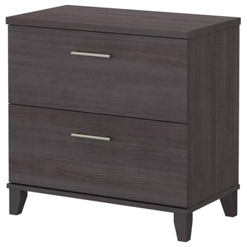 Pemberly Row Contemporary 2 Drawer Lateral File Cabinet in Storm Gray