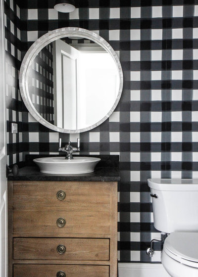Transitional Powder Room by Park and Oak Design