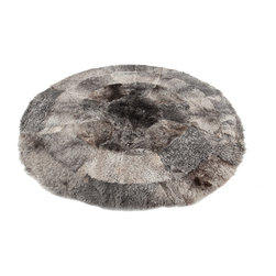 Authentic Handsawn Multi-Sheepskin Round Area Rug, Gray, White, 6'7" - Area Rugs