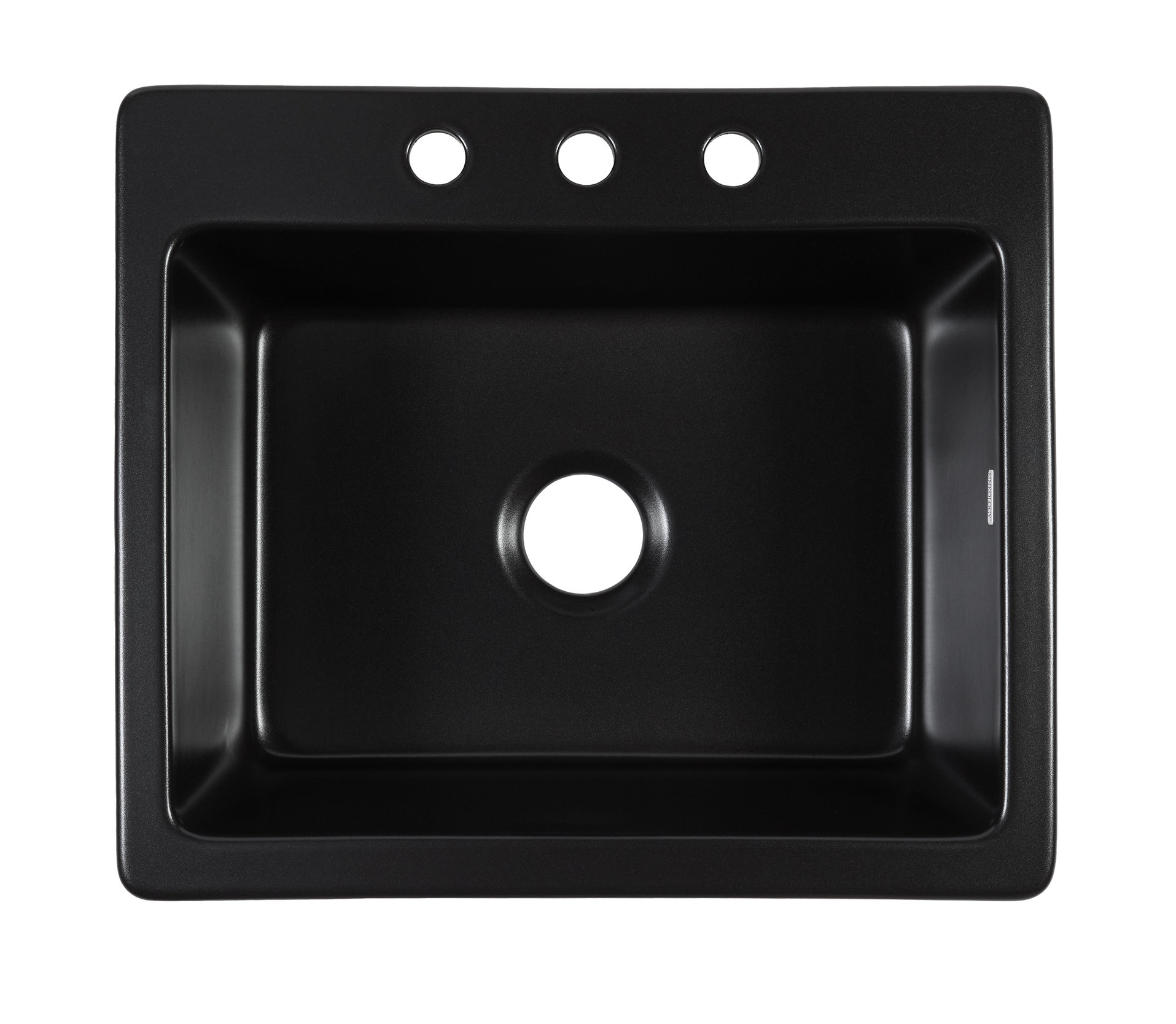 Jackson Matte Black Fireclay 25" Single Bowl Drop-In Kitchen Sink with 3 Holes