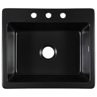 Jackson Matte Black Fireclay 25" Single Bowl Drop-In Kitchen Sink with 3 Holes