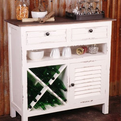 Sunset Trading Cottage Whitewashed Wine Server - Buffets And Sideboards