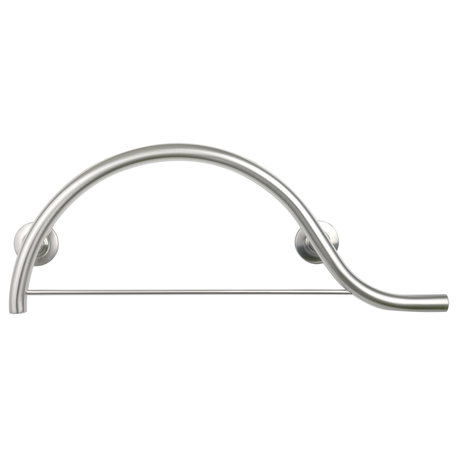 30" Designer Curved/Waved Bathroom Shower Grab Bar With Towel Bar, Satin, Right-Handed