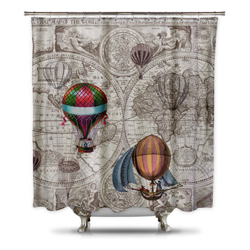 Hot Air Balloon Steampunk Shower Curtain by Catherine Holcombe, Standard Size