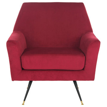 Safavieh Nynette Velvet Retro Mid-Century Accent Chair, Maroon