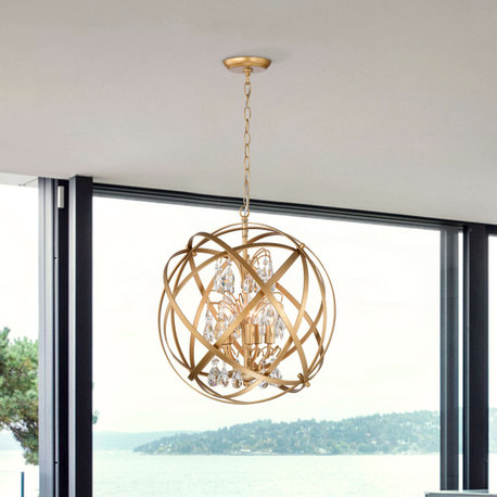 Adela 5-Light Metal Globe Crystal Chandelier