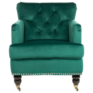 Safavieh Colin Chair, Emerald/Espresso