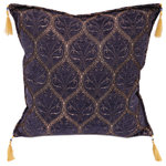 Bareen's Designer Rugs - Trellis Myrtus Chenille Decorative Contemporary Turkish Pillow, Dark Blue - Embellish your home with this timeless casual chic Turkish decorative throw pillow. Handmade Jacquard woven on heavy Chenille fabric in a Turkish classic design inspired by an antique oriental tapestry, these exquisite pillows are a perfect addition to any decor. Made in a beautiful vibrant color pallet these beautiful pillows are double sided with a beautiful repetitive geometrical, naturalistic floral and traditional pattern. Masterfully artisan-crafted with a contemporary fashion palette producing bold intricate sharp patterns makes these decorative pillows a standout piece in any decor.