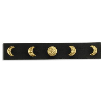 Kalends Black/Gold Moon Phase Coat Hanger - 5 Hook