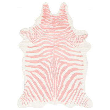Animal Prints Contemporary Solid & Striped Pink, 5'x 6'7"