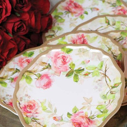 Watercolour Roses Melamine Appetizer Plates - Salad And Dessert Plates