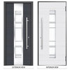 Exterior Prehung Clear Glass Door / Deux 5755 Gray Graphite, Right in
