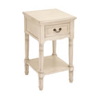 Urban Designs Solid Wood Night Stand Table, Antiqued White