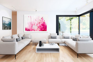 Abstract Ink Art by Jessica Kenyon in Contemporary Living Room