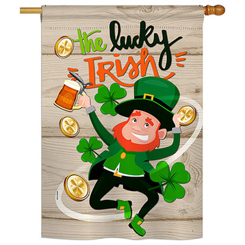 The Lucky Irish Spring St Patrick Vertical 28"x40" Double Sided Flag, 28"x 40"x