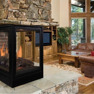Majestic Pearl 36" Top/Rear Vent Clean Face Peninsula Direct Vent Fireplace with