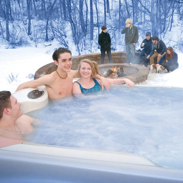 After the sledding party...hot tub