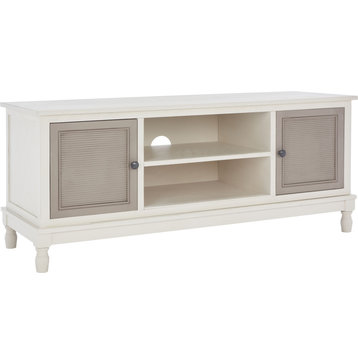 Ryder Media Stand, Dist White W, Greige Drawers
