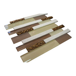 Glossy Light and Dark Brown & White Porcelain with Metal Flower Modern Vintage - Home Accessories & Decor