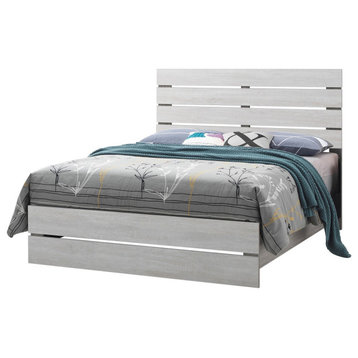 Benzara BM242650 Queen Bed With Panel Headboard and Footboard, White