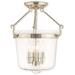Livex Lighting - Livex Lighting 50485-35 Rockford - Four Light Flush Mount - Canopy Included: TRUE  Shade InRockford Four Light  Polished Nickel Clea *UL Approved: YES Energy Star Qualified: n/a ADA Certified: n/a  *Number of Lights: Lamp: 4-*Wattage:60w Candelabra Base bulb(s) *Bulb Included:No *Bulb Type:Candelabra Base *Finish Type:Polished Nickel