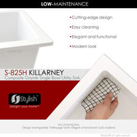25 inch Dual Mount Single Bowl White Granite Laundry Sink S-825H
